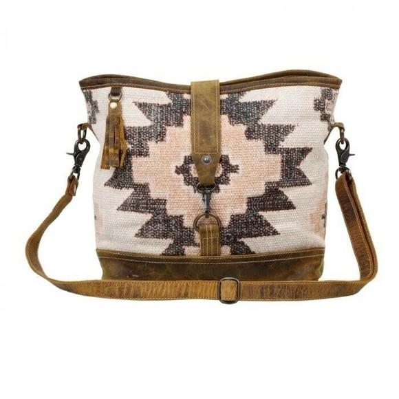 Myra Bag Handbags - Myra Bag Handmade Entice Shoulder Bag Upcycled Canvas & Cowhide Leather